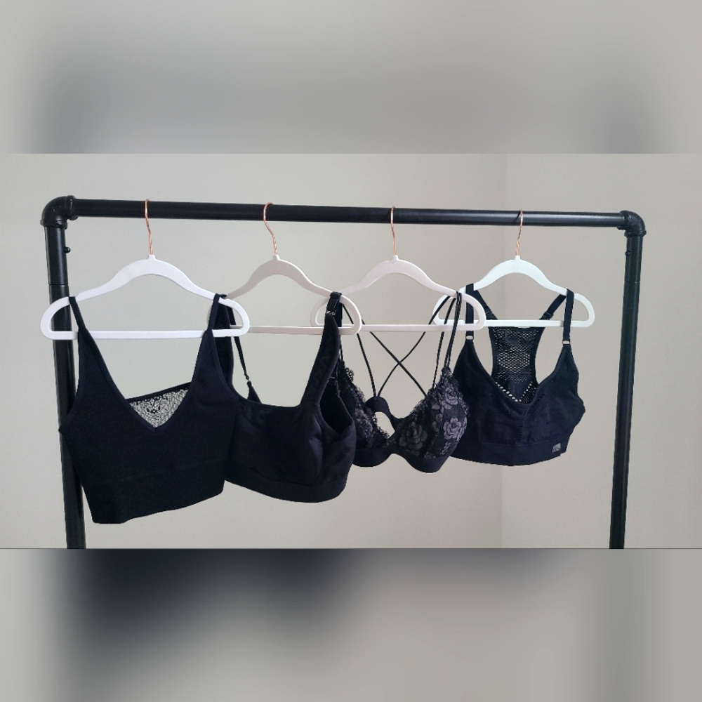 Mixed Brand Women's Black Bralette Bra Bundle Size Medium M - 4 Total